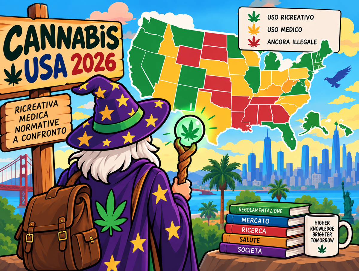 Il Mago osserva la mappa della cannabis negli USA nel 2026, tra uso ricreativo, medico e normative