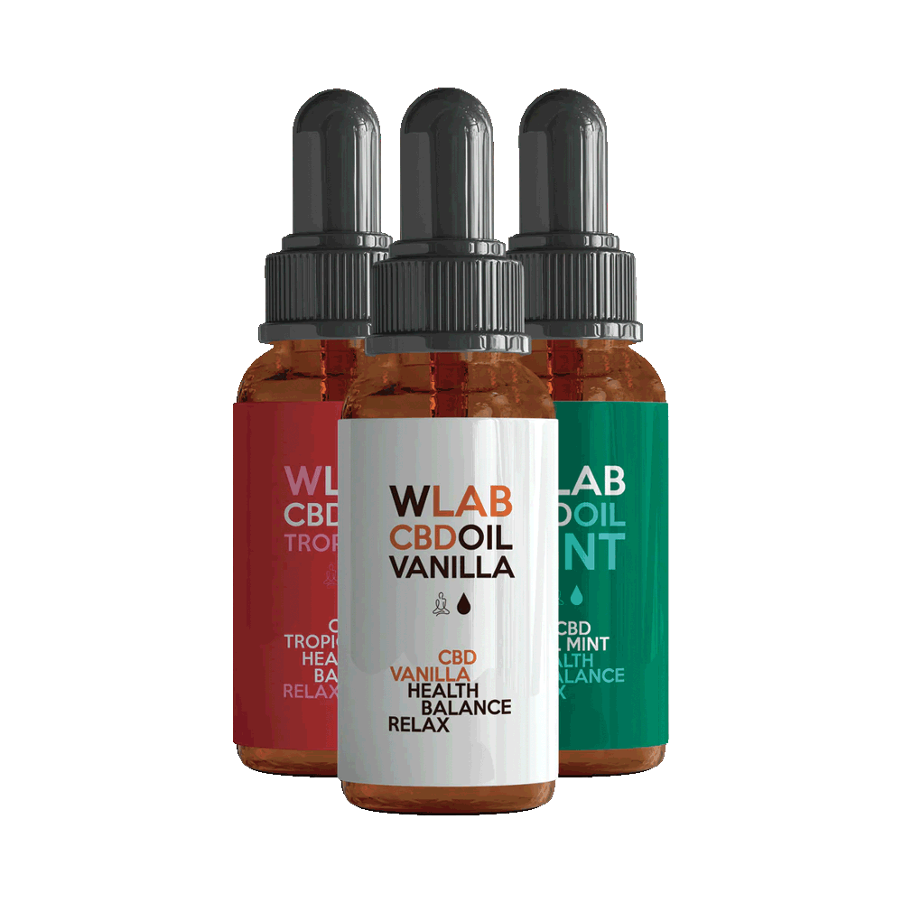 Pack da 3 confezioni mix - Olio CBD 10% (1000mg) 10ml Pack Olio CBD 10% CBD isolate - mix WLAB Olio CBD